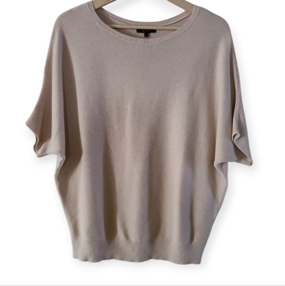 Quince Lightweight Cotton Cashmere Link Stitch Dolman Sweater Cream Color - Picture 3 of 17